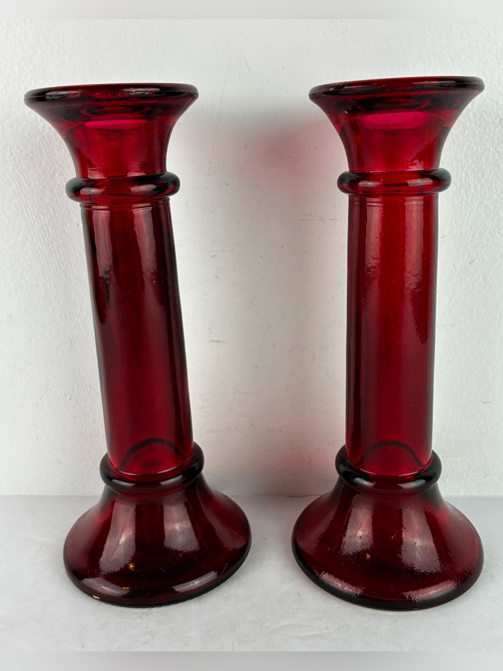 Indiana Glass Candle-Lite Vintage Ruby Red Candlesticks
